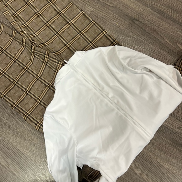 Weissman Plaid Suspenders & White Bodysuit Dance Costume - Picture 5 of 5